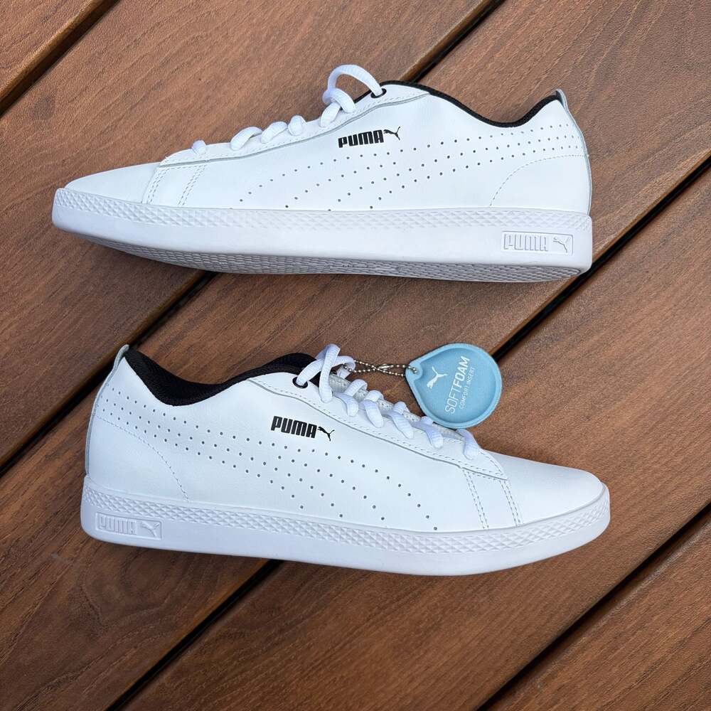 NWT Puma Smash Perf Women's White Leather Sneakers Size 7 - Picture 4 of 8